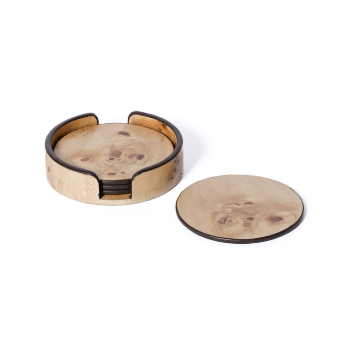 Valerie Burl  Round Coasters with Holder, Set of 4