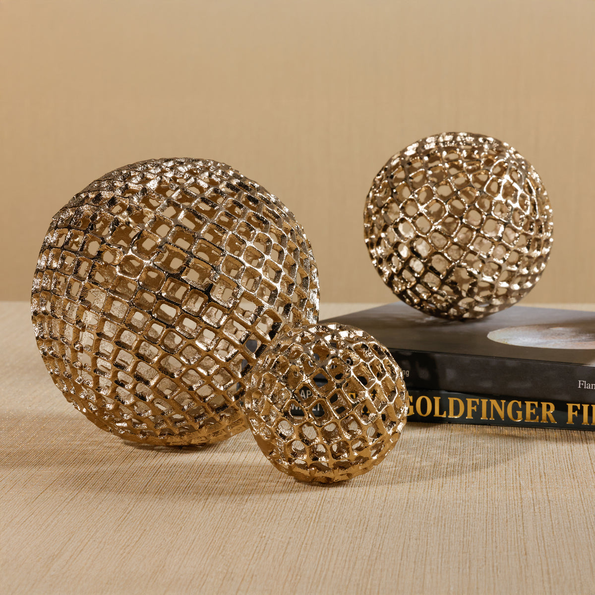 Decorative Gold Metal Orb, Medium