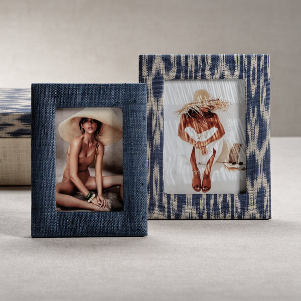 Torrie Navy Natural Fiber Raffia Photo Frame, 4x6