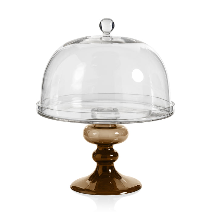 Tropeza Taupe Glass Cake Stand