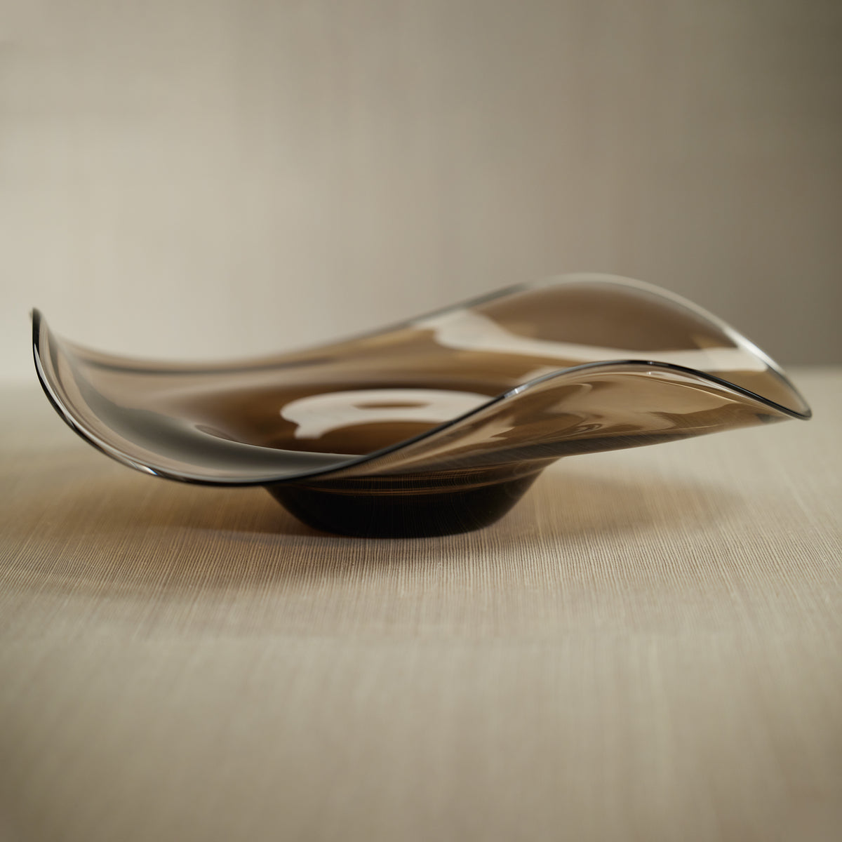 Royal Taupe Wave Glass Decorative Bowl