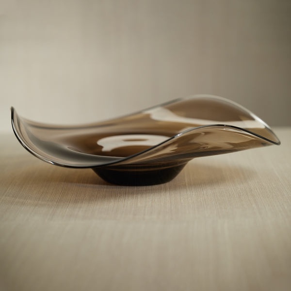 Royal Taupe Wave Glass Decorative Bowl