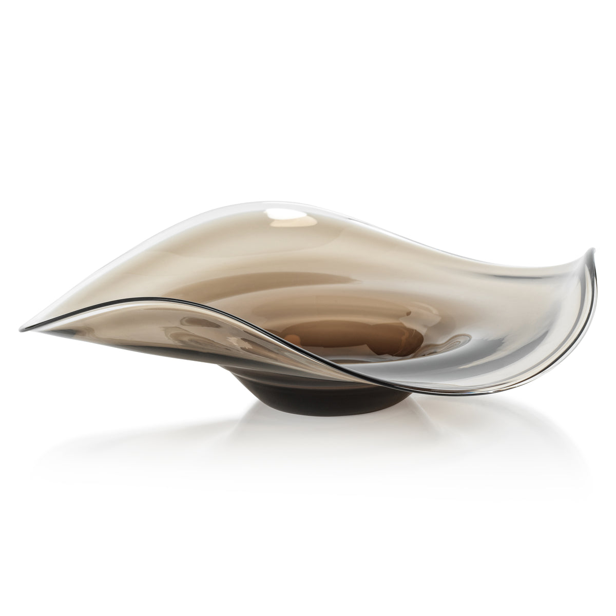 Royal Taupe Wave Glass Decorative Bowl
