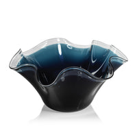 Royal Blue Tall Wave Glass Decorative Bowl