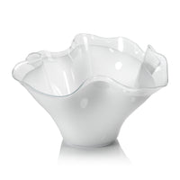 Royal White Tall Wave Glass Decorative Bowl