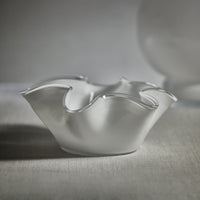Royal White Glass Wave Decorative Bowl