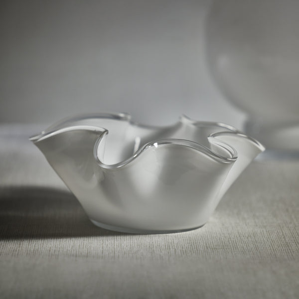 Royal White Glass Wave Decorative Bowl