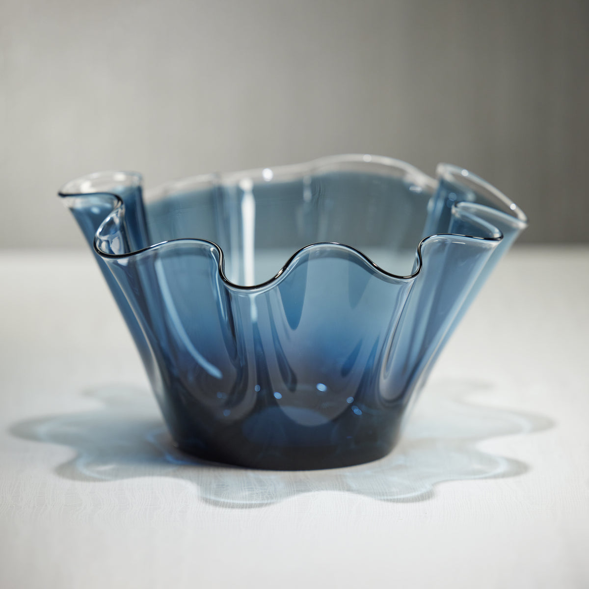 Royal Blue Glass Wave Decorative Bowl