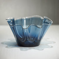 Royal Blue Glass Wave Decorative Bowl