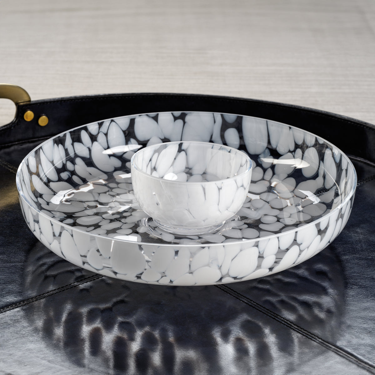 Opal White Chip and Dip Serving Bowl