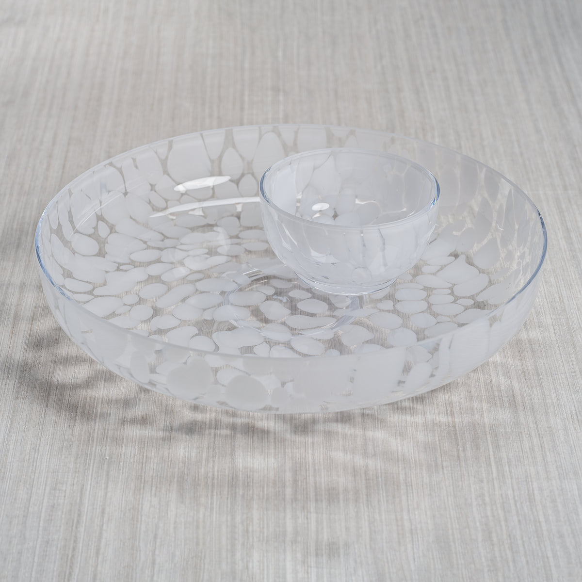 Opal White Chip and Dip Serving Bowl