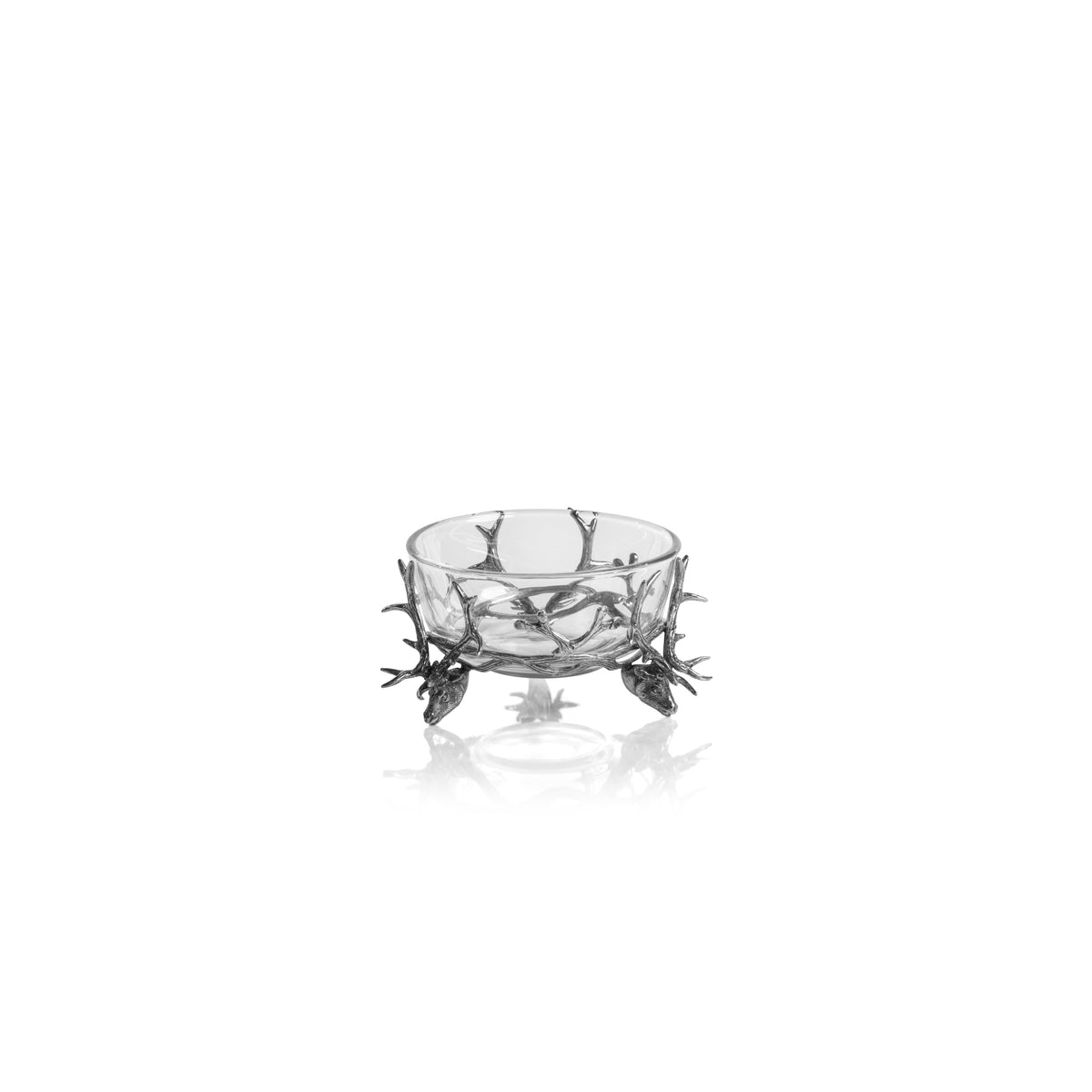 St. Anton Stag Head Pewter and Glass Bowl