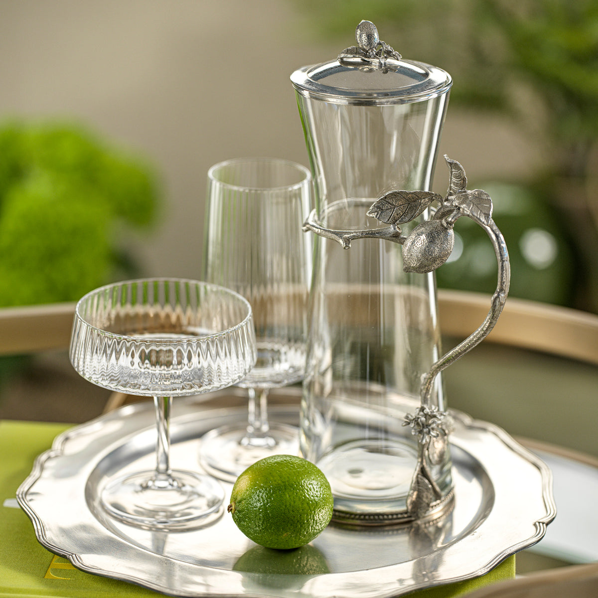 Limón Agria Pewter & Glass Pitcher with Lid