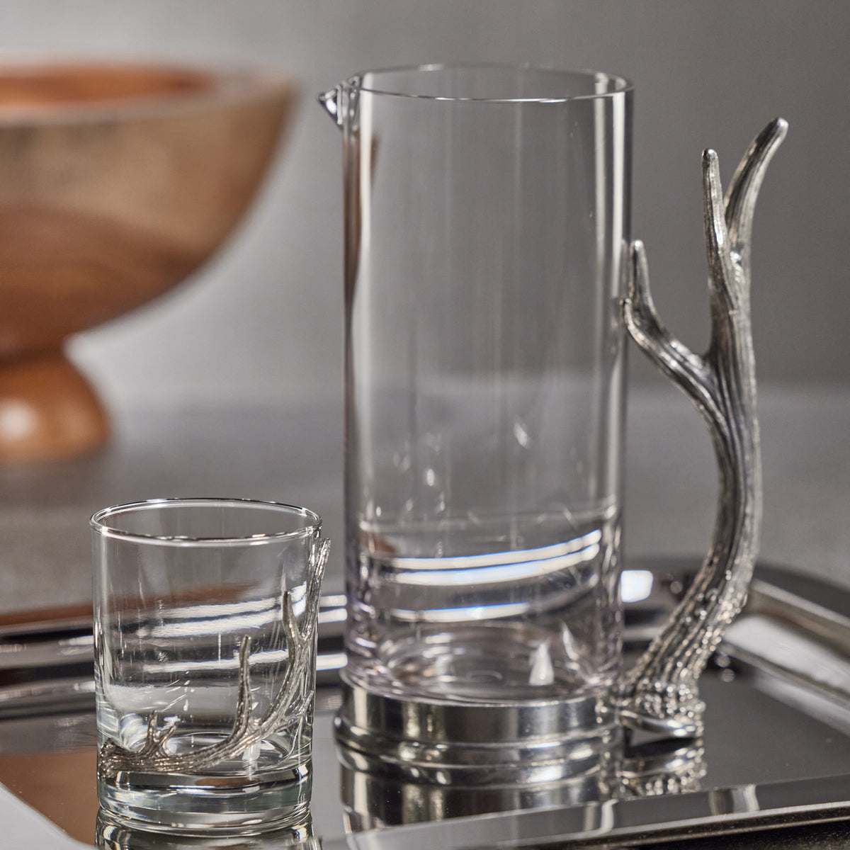 Davos Rock Glasses with Pewter Antler, Set of 2