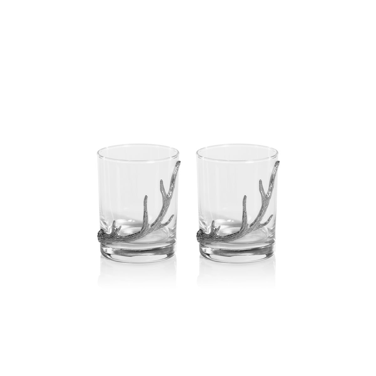 Davos Rock Glasses with Pewter Antler, Set of 2