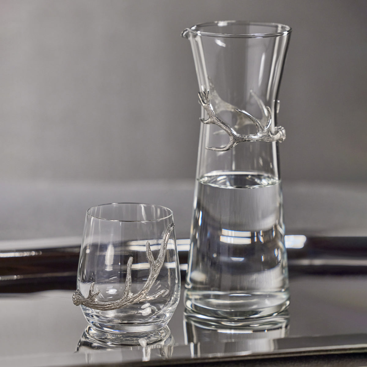 Davos Glass Carafe with Pewter Antler