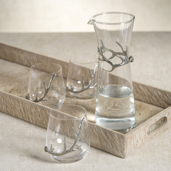 Davos Glass Carafe with Pewter Antler
