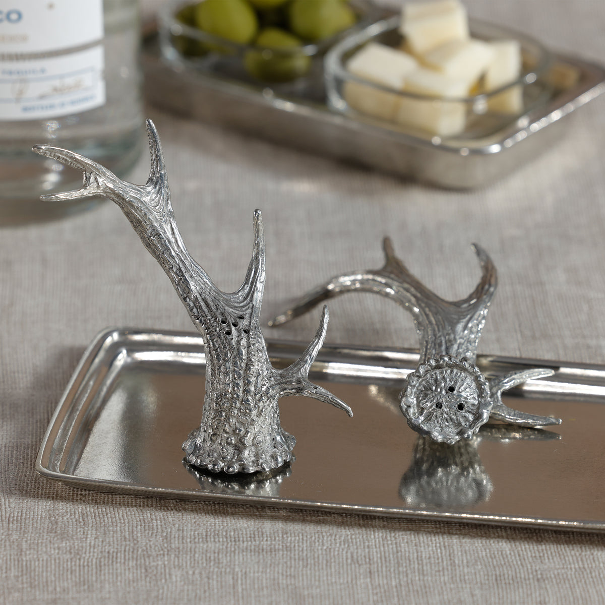 St. Anton Pewter Antler Salt & Pepper Shaker Set