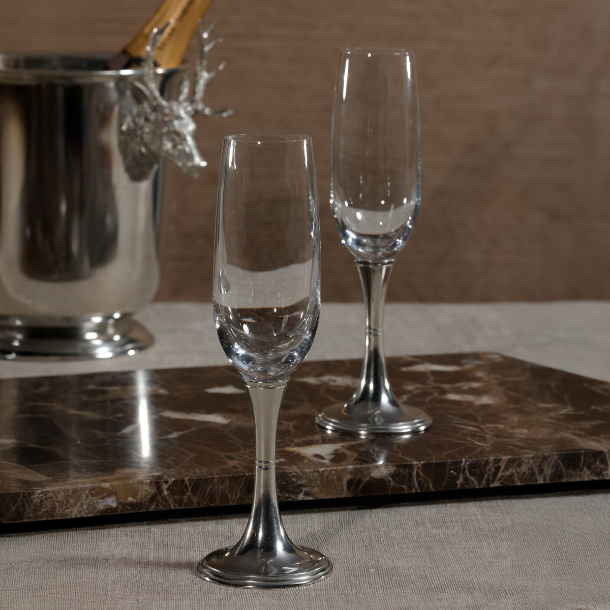 St. Moritz Pewter & Glass Champagne Flute