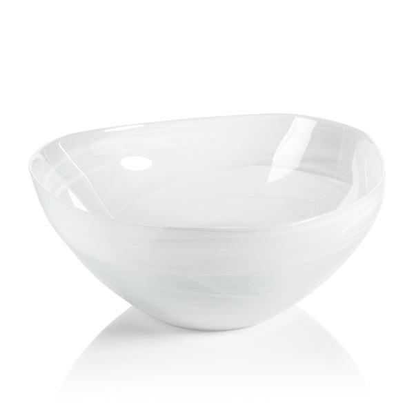 Monte Carlo Large White Alabaster Glass Bowls, Set of 2