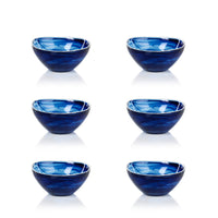 Monte Carlo Small Indigo Alabaster Glass Bowls, Set of 6