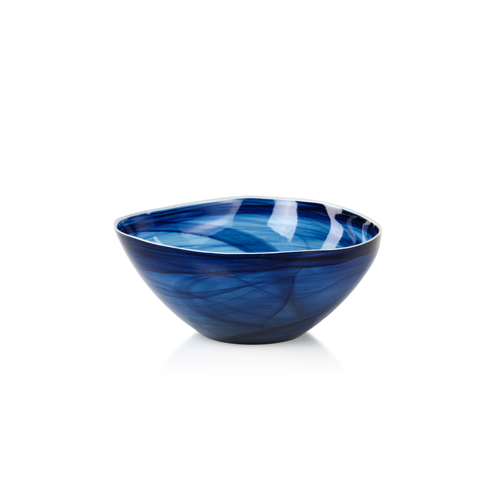 Monte Carlo Large Indigo Alabaster Glass Bowls, Set of 2