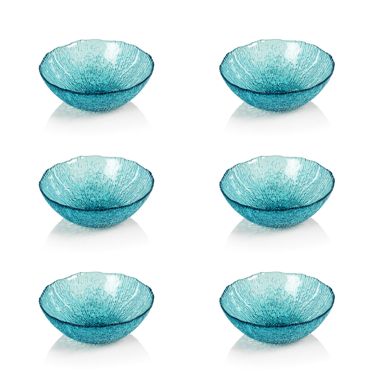Exuma Aqua Blue Glass Bowls, Set of 6