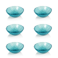 Exuma Aqua Blue Glass Bowls, Set of 6