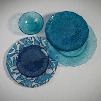 Exuma 12.75" Aqua Blue Glass Charger Plates, Set of 6