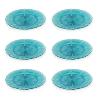 Exuma 12.75" Aqua Blue Glass Charger Plates, Set of 6