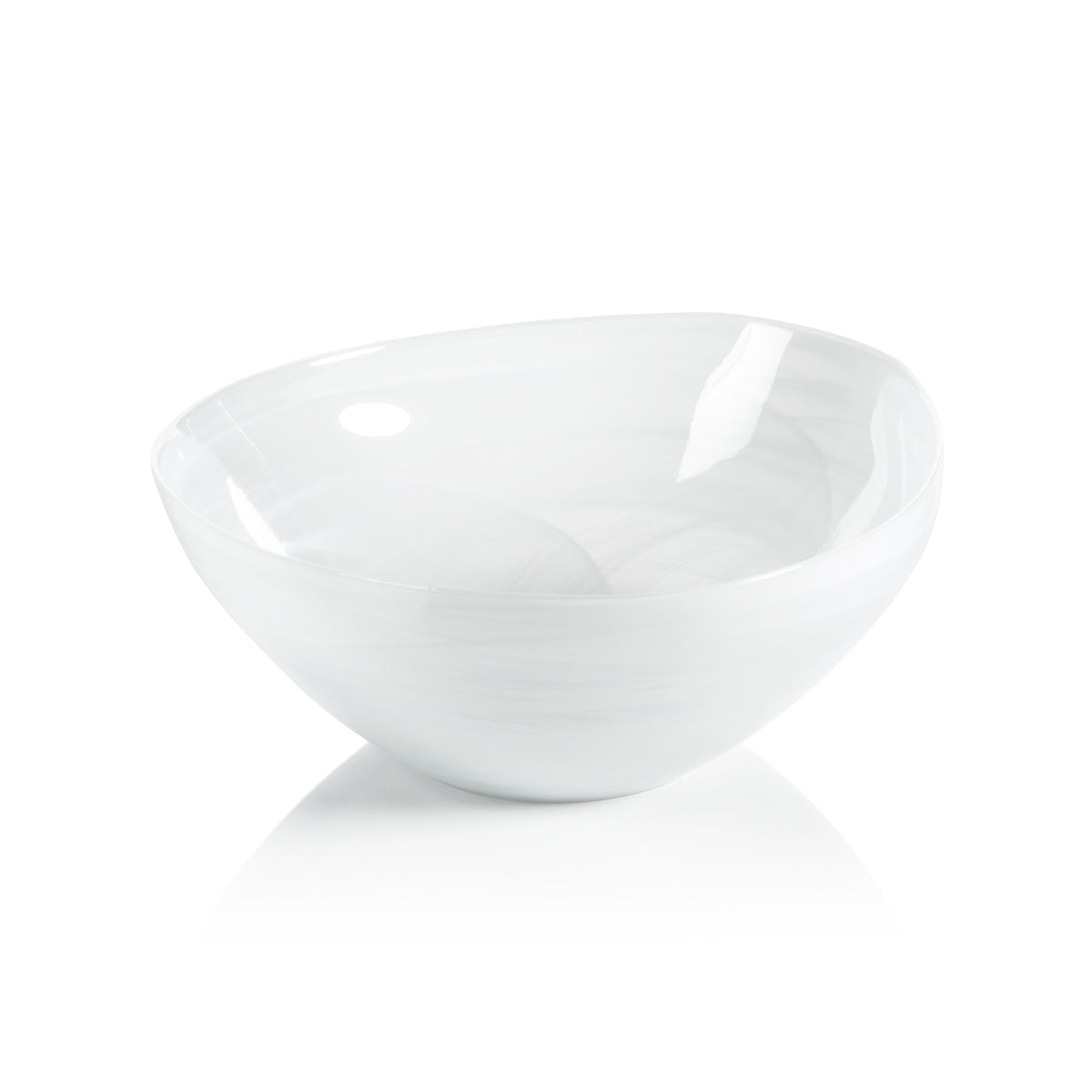 Monte Carlo White Alabaster Medium Glass Bowls, Set of 6