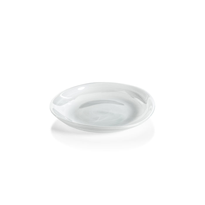 Monte Carlo White Alabaster Glass Plates, Small, Set of 6