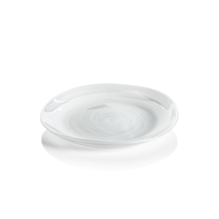 Monte Carlo White Alabaster Glass Plates, Medium, Set of 6