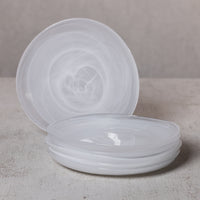 Monte Carlo White Alabaster Glass Plates, Medium, Set of 6