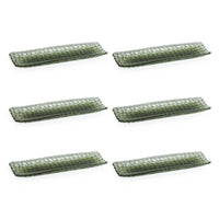 Braided Green Glass Rectangular Plates, Set of 6