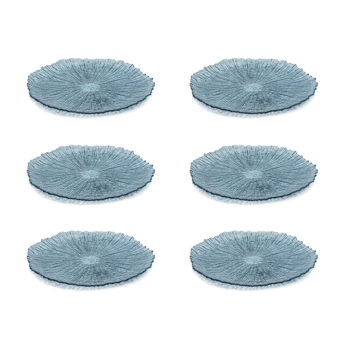 Icy Sapphire Glass Plates, Medium, Set of 6