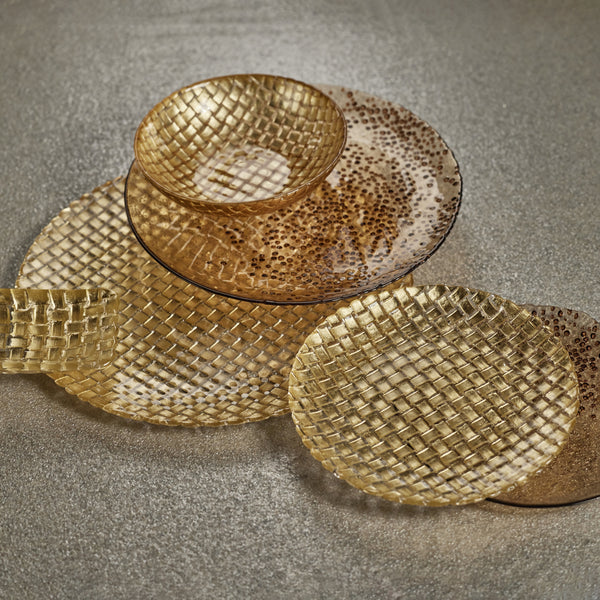 Braided Gold Glass 13" Plates, Set of 6