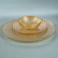Braided Gold Glass 13" Plates, Set of 6