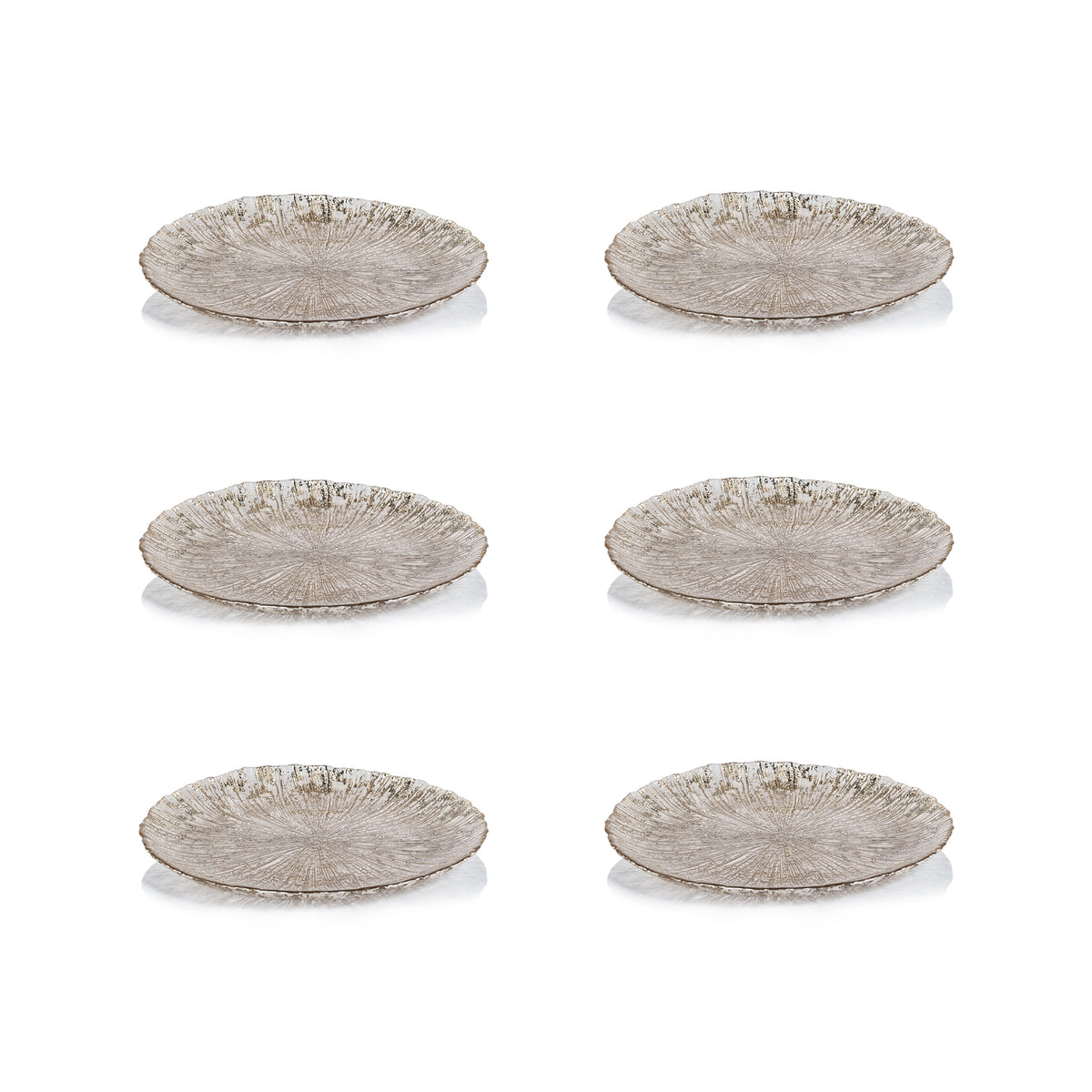 Luminara Golden Silver Fusion Glass Plate 8.25" Set of 6