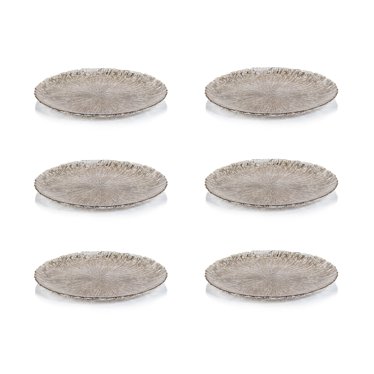 Luminara Golden Silver Fusion Glass Plate 11" Set of 6