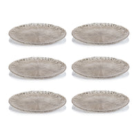 Luminara Golden Silver Fusion Glass Plate 13" Set of 6