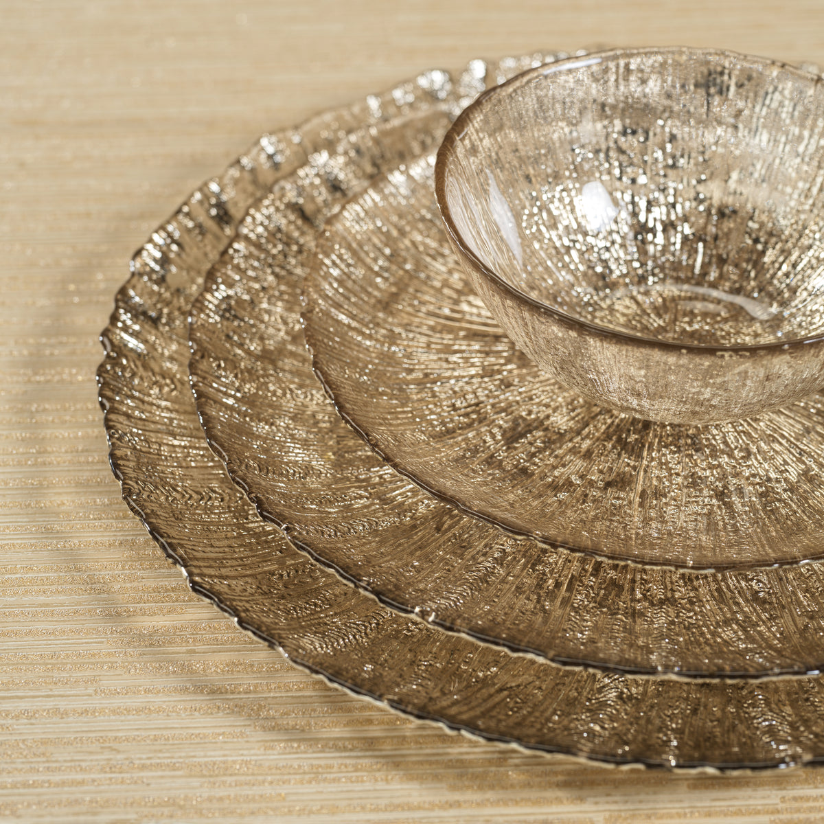 Luminara Golden Silver Fusion Deep Glass Bowls, Set of 6