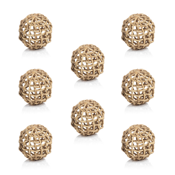 Water Hyacinth Twisted Small Decorative Ball Set of 8