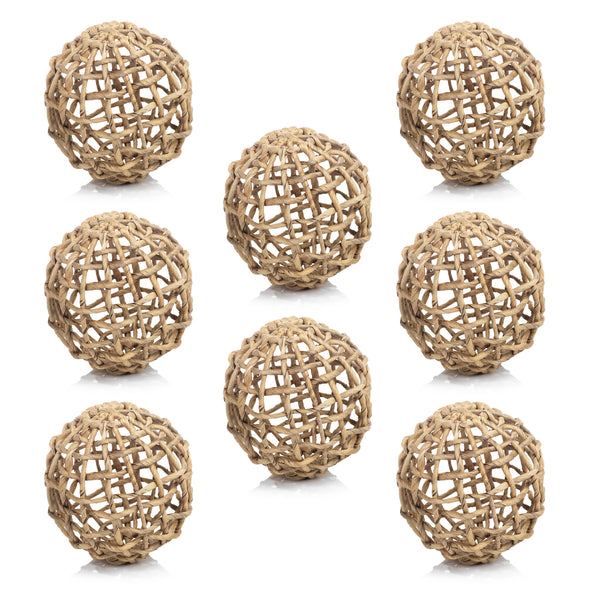 Water Hyacinth Twisted Large Decorative Ball Set of 8