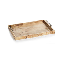 Leiden Burl Wood Rectangle Decorative Tray, Large
