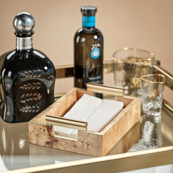 Leiden Burl Wood Napkin Decorative Tray