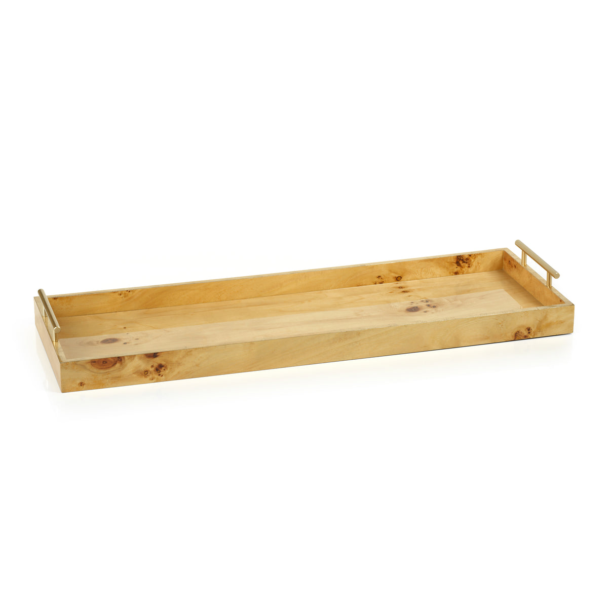 Leiden Burl Wood Rectangle Decorative Tray, Large