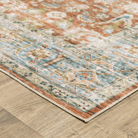 Charleston Rust & Blue Washable Rug