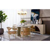 Heloise Cognac Leather & Gold Dining Armchair