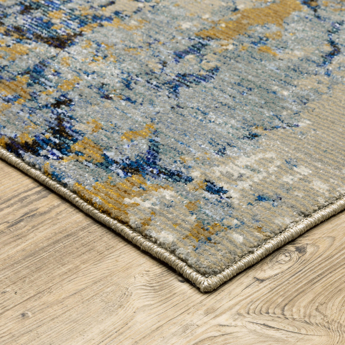 Evolution Blue & Gold Contemporary Rug